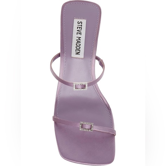 Steve Madden Aislinn Heeled Sandal Size 7 Purple Satin Rhinestone Detail Formal - Picture 1 of 13